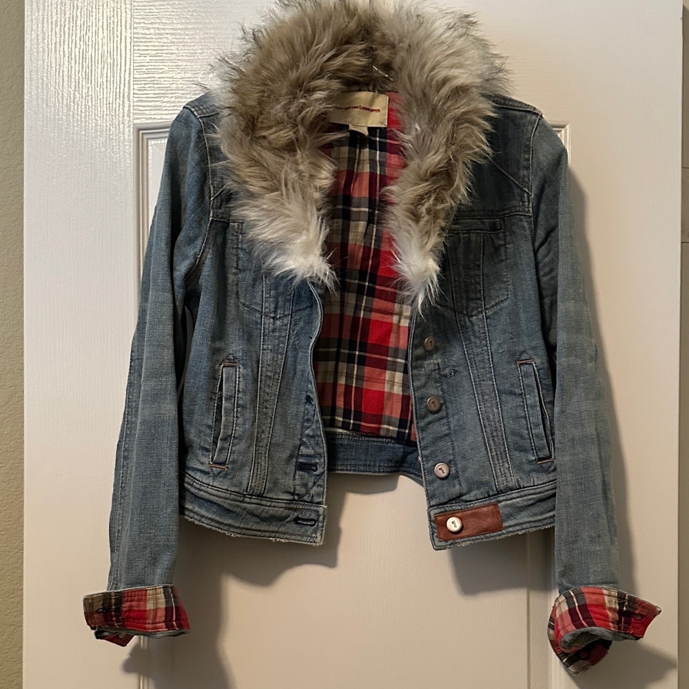 Anthropologie Pilcro Denim Jacket with Faux Fur Collar